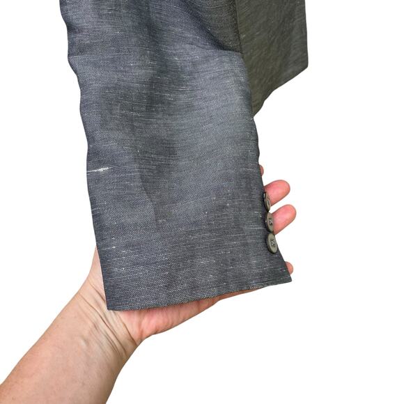 DKNY Blazer Sz 4 Linen Silk Blend Long 2 Button Lightweight Minimalist Preppy - Picture 4 of 13